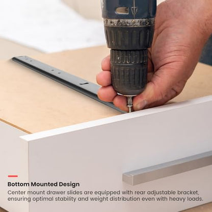 homdiy 12 Inch Heavy Duty Center Mount Drawer Slides Track (5 Pcs) - size: 12 Inch, style: 5 Pack
