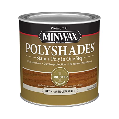 Minwax PolyShades, Satin, Antique Walnut, 1/2 Pint - color: Antique Walnut, size: 0.25 Quart, style: Satin