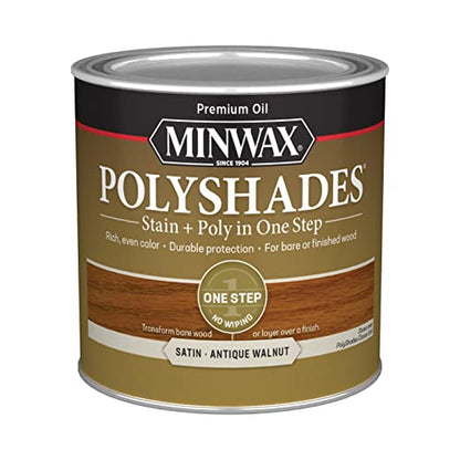Minwax PolyShades, Satin, Antique Walnut, 1/2 Pint - color: Antique Walnut, size: 0.25 Quart, style: Satin