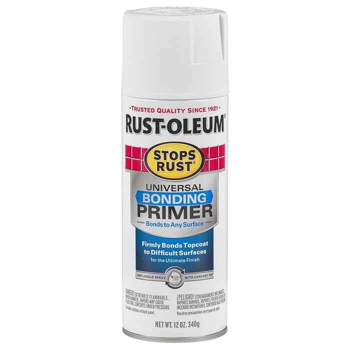 Rust-Oleum Stops Rust Universal Bonding Primer Spray, Flat White - color: Flat White, size: 12 Ounce (Pack of 6)