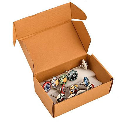 Ceramic Knobs, 12 Pieces Multi Color Handmade Hardware Handles, 2.5-inch Height and 1.7-inch Diameter, Polished, Round, for Kitchens, Bathrooms, Furniture - color: Multicolor