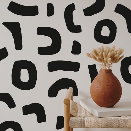 Large Black Boho Geometric Wall Decals, Abstract Shapes Wall Décor - style: Abstract
