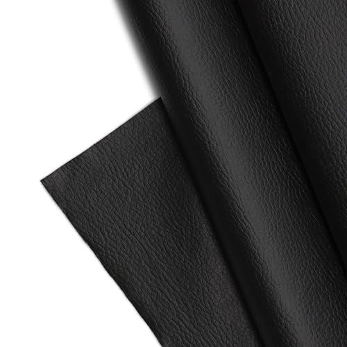 Textured Faux Leather Fabric, Smooth Pebble Grain Vinyl Sheets, Embossed Material, Upholstery, Fashion Apparel, Automotive, DIY and Crafting Pleather - 5 Yard Roll (Black) - color: Black, size: 5 Yard Roll