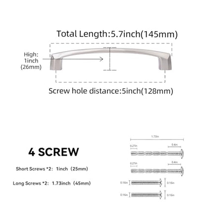10 Pack 5 Inch Kitchen Cabinet Handles Brushed Satin Nickel Cabinet Pulls Silver Drawer Pulls Zinc Alloy Kitchen Hardware - color: Brushed Satin Nickel, size: 5'' Hole Center(128mm)