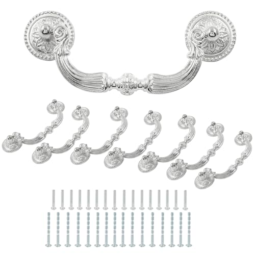 8 Pack 3.5" Hole Center Bail Pull Silver Drawer Handle - color: Silver(8 PCS), size: 3.5 Inch