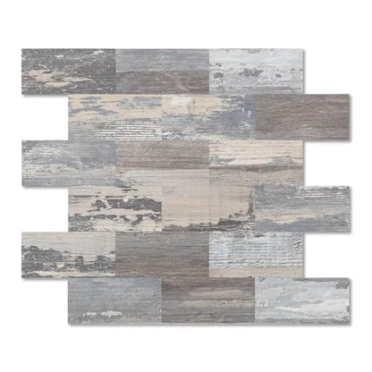 2026 New Upgrade Peel and Stick Backsplash Tile, Peel and Stick 11.34" X 11.57" Wall Tile for Kitchen, Bathroom, Fireplace, Laundry (Light Rustic, 10 Packs) - color: Light Rustic