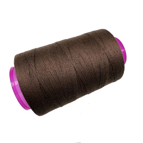 Thick Polyester Thread for Wig Making & Hair Extension Sewing, Brown, 3 Pcs Curved Needles - color: Brown