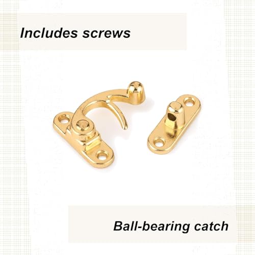 Highpoint Hook Latch Small Polished Brass Plated 1-Piece with Screws - size: 1-3/8" tall and 1-1/8" wide Polished Brass