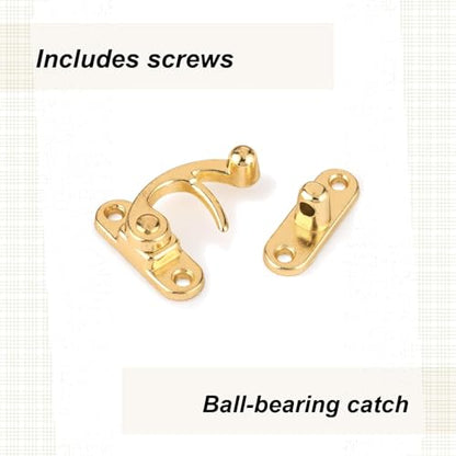 Highpoint Hook Latch Small Polished Brass Plated 1-Piece with Screws - size: 1-3/8" tall and 1-1/8" wide Polished Brass