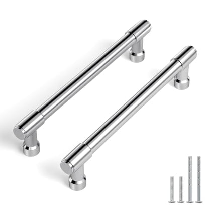 Goldenwarm 10 Pack 5 Inch Polished Chrome Cabinet Pulls Modern Kitchen & Bathroom Hardware Heavy Duty Zinc Alloy Drawer Handles with Complete Screw Kit Consistent Finish for Whole-Home Renovations - color: Polished Chrome, size: 5 Inches Hole Center
