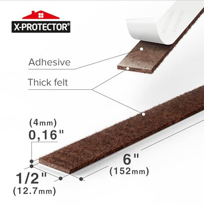 X-Protector Felt Furniture Pads - 20 PCS 6 x 1/2" - Premium Felt Strips - size: 6 x 1/2" 20 Strips