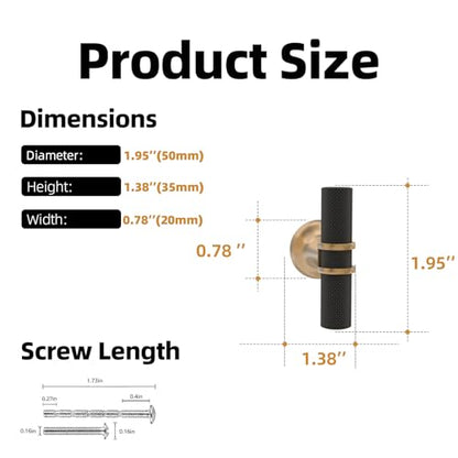 20 Pack Black and Champagne Bronze Kitchen Cabinet Knobs - color: Black and Champagne Knurled, size: Knobs
