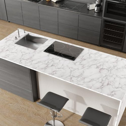 Marble Contact Paper White Grey Vein 15.7''x80'' Thick Waterproof - size: 15.7" x 80"