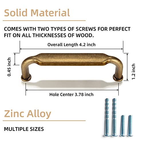 Goo-Ki 6 Pack 3-3/4 Inch （96mm） Hole Center Cabinet Pulls Antique Brass Zinc Alloy Kitchen Drawer Pulls Drawer Handles 4.2 Inch Length 2202-GT-96 - color: Antique Brass, size: 3-3/4 Inch Hole Centers