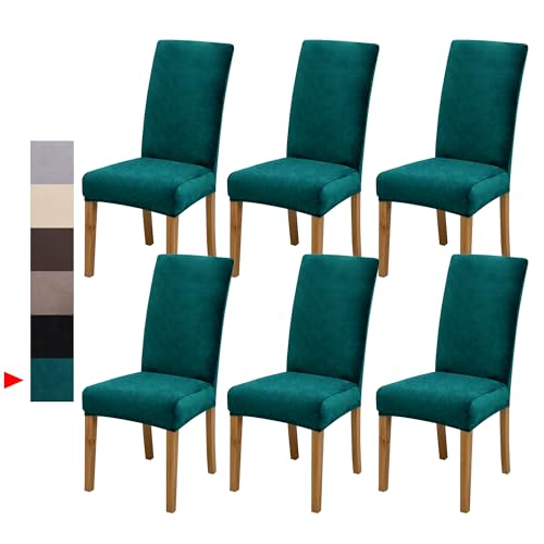 Velvet Dining Chair Covers,Dining Room Chair Covers Set of 6 - color: Velvet Green, size: 6