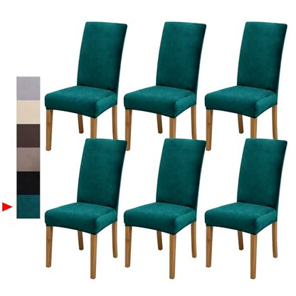 Velvet Dining Chair Covers,Dining Room Chair Covers Set of 6 - color: Velvet Green, size: 6