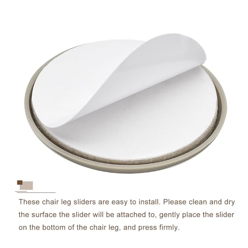 uxcell Furniture Sliders, 16Pcs 2 1/2" - Plastic Self-Adhesive Round Sliding Pads, Chair Glides for Carpeted Tile Vinyl Hardwood Floors (Grey) - size: 2 1/2"