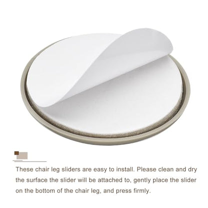 uxcell Furniture Sliders, 16Pcs 2 1/2" - Plastic Self-Adhesive Round Sliding Pads, Chair Glides for Carpeted Tile Vinyl Hardwood Floors (Grey) - size: 2 1/2"
