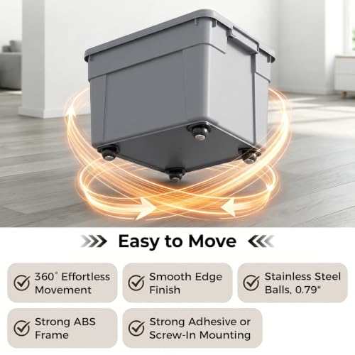 Self Adhesive Caster Wheels: 360° Swivel Bulk Pack (Black, 8pcs) - color: Black, size: 8pcs