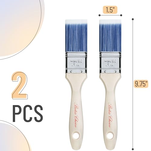 Bates Paint Brushes - 1.5-Inch, 2 Pack, Treated Wood Handle for Walls, Stain, Furniture Painting - color: Wood Handle, size: 2 Pack, 1.5"