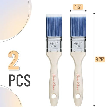 Bates Paint Brushes - 1.5-Inch, 2 Pack, Treated Wood Handle for Walls, Stain, Furniture Painting - color: Wood Handle, size: 2 Pack, 1.5"