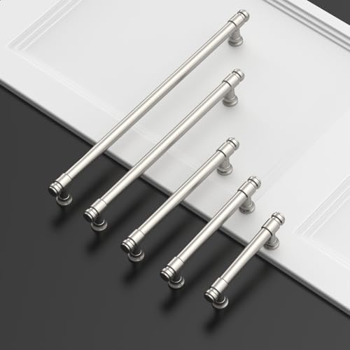Asidrama 10 Pack 4 Inch Brushed Satin Nickel Kitchen Cabinet Handles - color: Brushed Satin Nickel, size: 4" Hole Center(102mm)