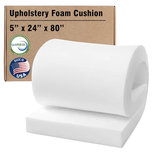 RaceCityFoam High Density Upholstery Foam (Ultra Firm) 50 ILD - 5"x24"x80" - size: 5"T x 24"W x 80"L