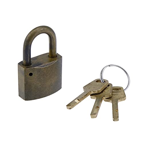 Antique Heavy Duty Bronze Padlock with Key, 3cm Locker Lock - size: Dark Brass Padlock