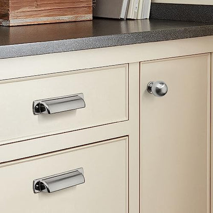 Cup Pulls 6 Pack 3-3/4"(96mm) Center to Center Drawer Pulls Brushed Nickel Cabinet Cup Pulls Kitchen Hardware Satin Nickel Cabinet Knobs Bin Cup Drawer Handles. - color: Brushed Nickel, size: 3-3/4"(96mm) hole center, style: Quantity:6