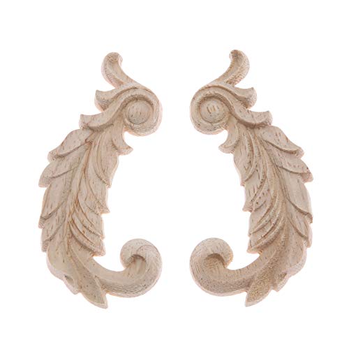 1Pair Wood Carved Appliques Onlays Side Flower Carving Decals Furniture - color: A: 8.5x4.5cm, size: 1 Pair(2Pcs)