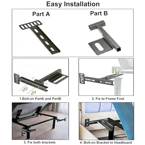 Headboard Brackets for Metal Bed Frame, Universal Adjustable Brackets for Headboard with Footboard Extension Kit Fit Twin Full Queen King, Mattress, Matte Black 2 Packs
