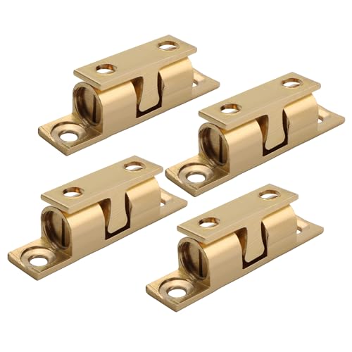 Alise 40mm Brass Double Roller Catch Cabinet Latches Door Catch,Gold,4 Pcs - color: Gold, size: 40mmX24mm