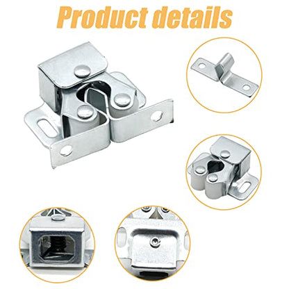 Double Roller Catch with Spear, Silver, 4 Pack - color: Silver
