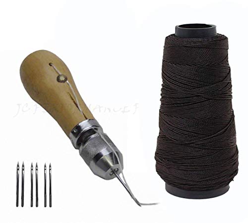 JC Performance Leather Sewing Awl Quick Stitch Repair Tool Set Heavy Duty Thread (Standard, Java Bean) - color: Java Bean, size: Standard
