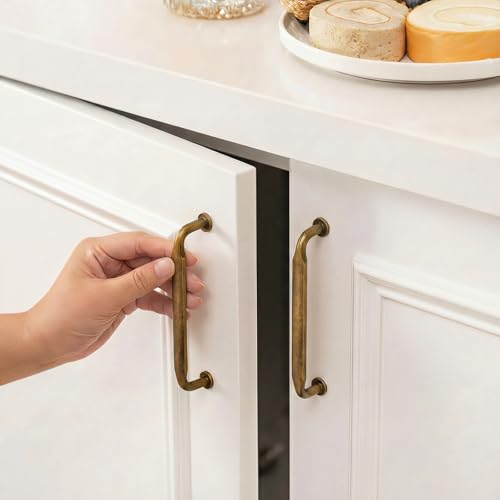Goldenwarm 10 Pack 10 Inch Antique Brass Cabinet Pulls Retro Drawer Pulls - color: Antique Brass, size: 10 Inch Hole Center
