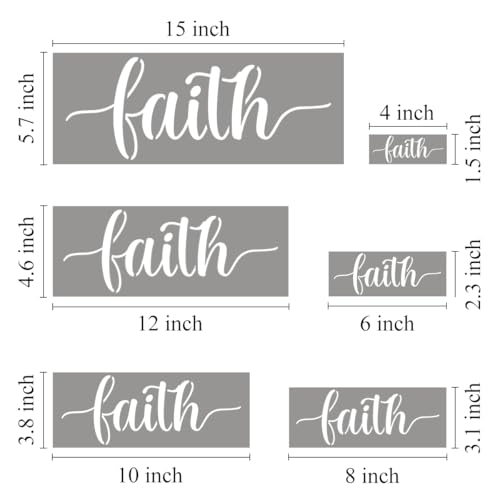 Large Faith Stencils for Painting - 6 Pack Faith Stencil Templates for Painting on Wood, Reusable Letter Stencils for Chalkboard Wood Crafts Signs & Home Front Door Mat Decorations - style: Faith