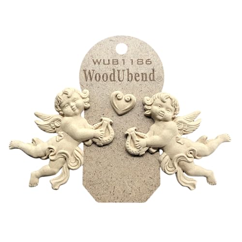 WoodUbend WUB1186 Little Angels Set of 3 Appliques – Heat Bendable & Flexible Wood Moldings - DIY Craft & Home Decor - Easy to Apply & Paint – Versatile & Reusable Decals - Industrial Design - size: WUB1186