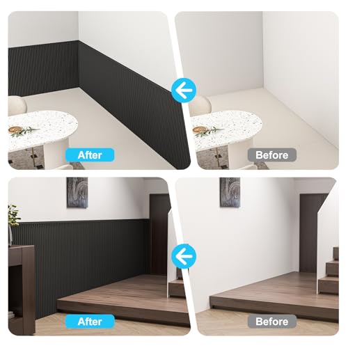 Art3d 79.3 x 40.7 Inch Beaded Wainscoting Wall Panel, 22.38 sq.ft, Black - color: Black, size: 79.3"x40.7"