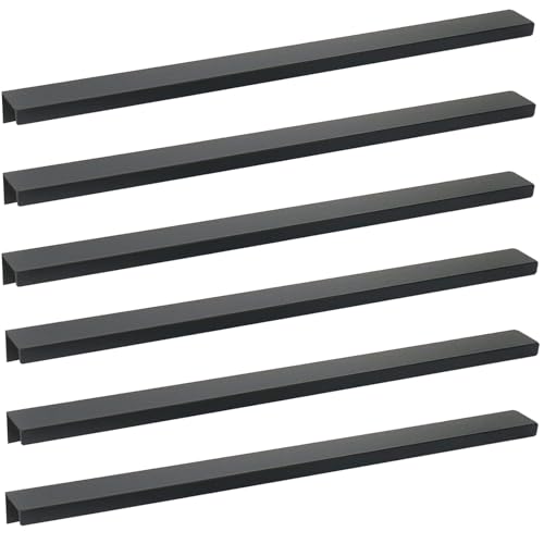 13.78 Inch Finger Pull 6Pcs, 10 Inch Hole Centers, Aluminum Alloy, Black - color: Black, size: 350mm/13.78", style: Straight Edge