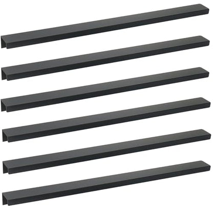 13.78 Inch Finger Pull 6Pcs, 10 Inch Hole Centers, Aluminum Alloy, Black - color: Black, size: 350mm/13.78", style: Straight Edge