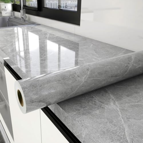 Granite Gray Marble Contact Paper for Countertops Peel and Stick Wallpaper - color: Granite Gray, size: 15.7" x 472.4"