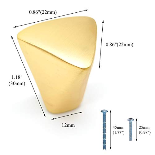 2 Pieces Gold Triangle Cabinet Knob, Brass Dresser Drawer Knobs - size: 2 Pack
