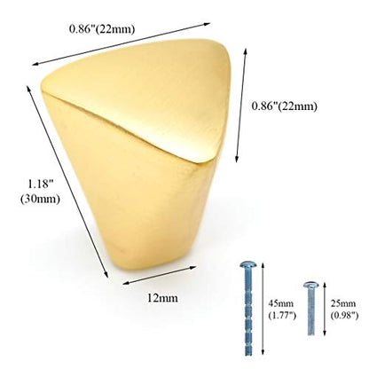 2 Pieces Gold Triangle Cabinet Knob, Brass Dresser Drawer Knobs - size: 2 Pack