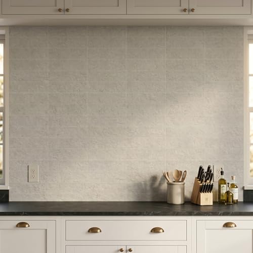 40-Sheet Flexible Stone Peel and Stick Backsplash Tile, 3" x 11.8" Limestone MCM Modified Clay Material Wall Covering, Subway Texture Self-Adhesive Wall Tiles for Kitchen Bathroom Fireplace - color: Limestone