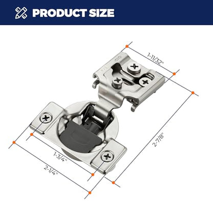 Satin Nickel Soft Close Cabinet Hinges,3/4 Inch Overlay,60 Pack (30 Pairs) - size: 3/4 inch Overlay