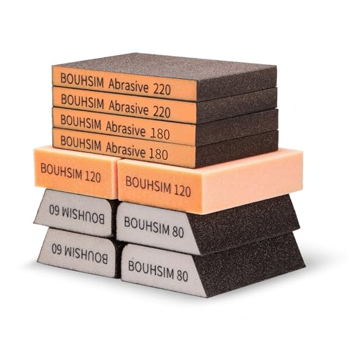 Sanding Sponge,Washable and Reusable Handmade Sand Blocks，Versatile Sandpaper Blocks for Wood，Drywall ，Sanding Block for Wood Furniture Metal Sand Paper Pads (10 Pack_Mix) - size: 10 Pack_mix