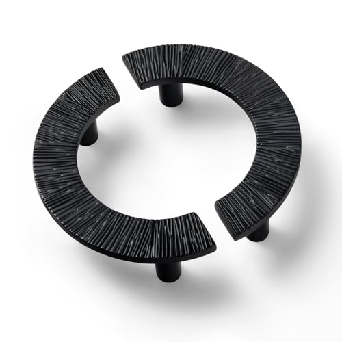 Goo-Ki 3 Inch(76 mm) Hole Centers Luxurious & Sturdy Zinc Alloy Cabinet Handls,Matt Black Cabinet Pulls in Unique Curved Design, 6 Pack - color: Matt Black, size: 3'' Hole Centers