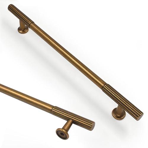 Asidrama 10 Pack 7.5 inch Antique Brass Kitchen Cabinet Handles - color: Antique Brass, size: 7.5" Hole Center