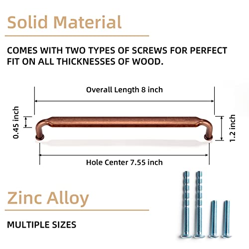 Goo-Ki 6 Pack 7-1/2 Inch （192mm） Hole Center Cabinet Pulls Antique Copper Zinc Alloy Kitchen Drawer Pulls Drawer Handles 7.9 Inch Length 2202-AC-192 - color: Antique Copper, size: 7-1/2 Inch Hole Centers