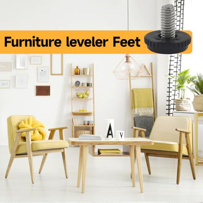 12 Pack 5/16"-18 Adjustable Furniture Leveling Feet, Screw-in - size: 5/16"-18